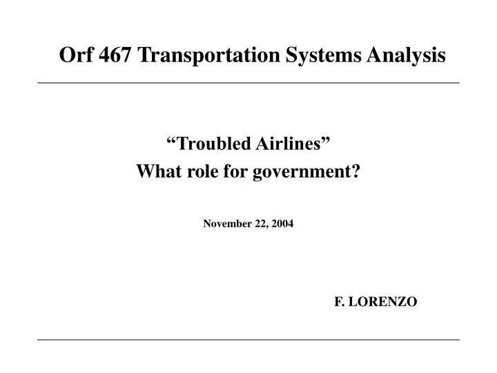 orf 467 transportation systems analysis