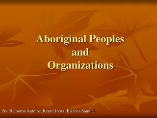 Aboriginal Peoples and Organizations