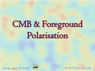 CMB &amp; Foreground Polarisation