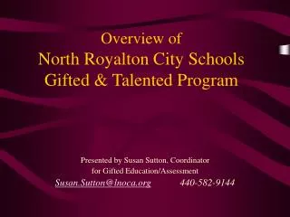 Overview of North Royalton City Schools Gifted &amp; Talented Program