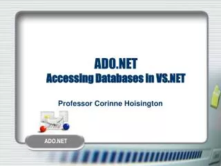 ADO.NET Accessing Databases in VS.NET