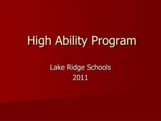 High Ability Program