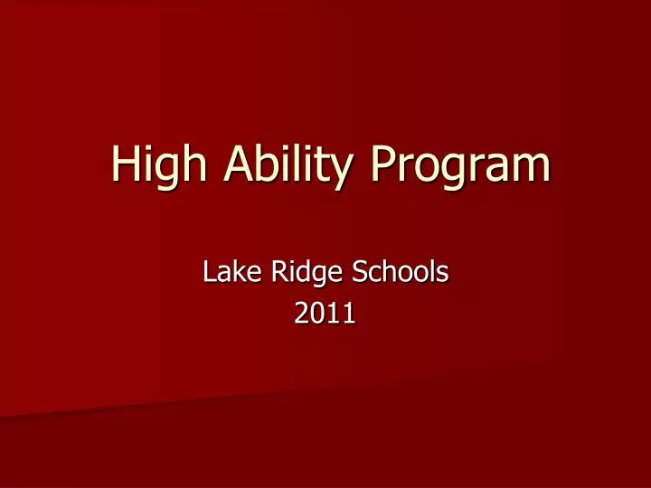 high ability program