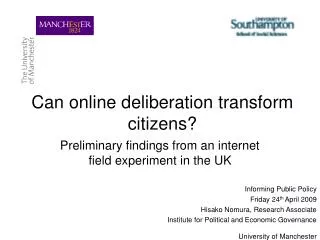 Can online deliberation transform citizens?
