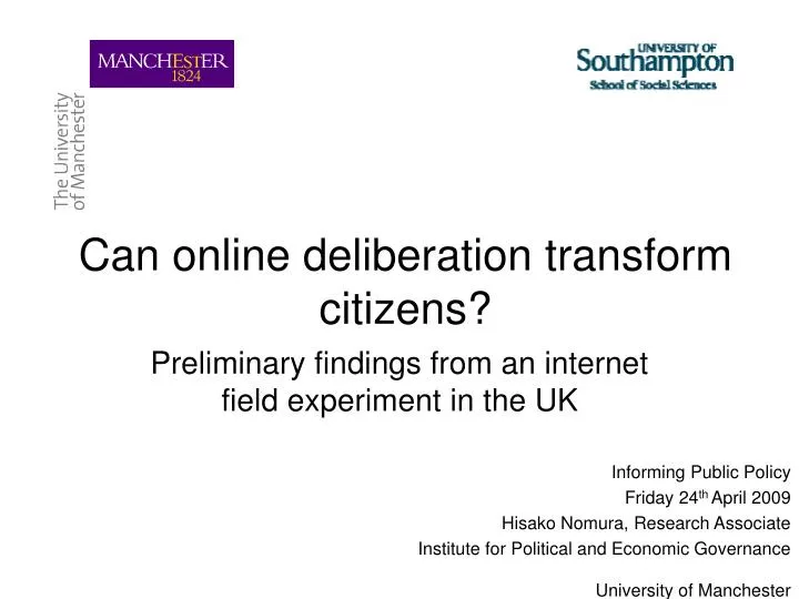 can online deliberation transform citizens