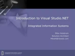 Introduction to Visual Studio.NET Integrated Information Systems