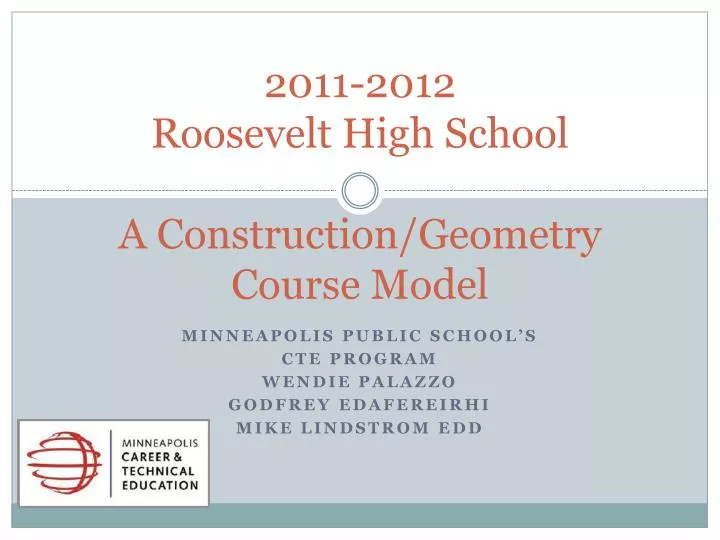 2011 2012 roosevelt high school a construction geometry course model