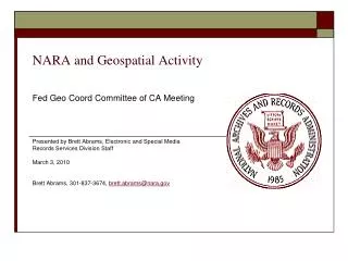 NARA and Geospatial Activity