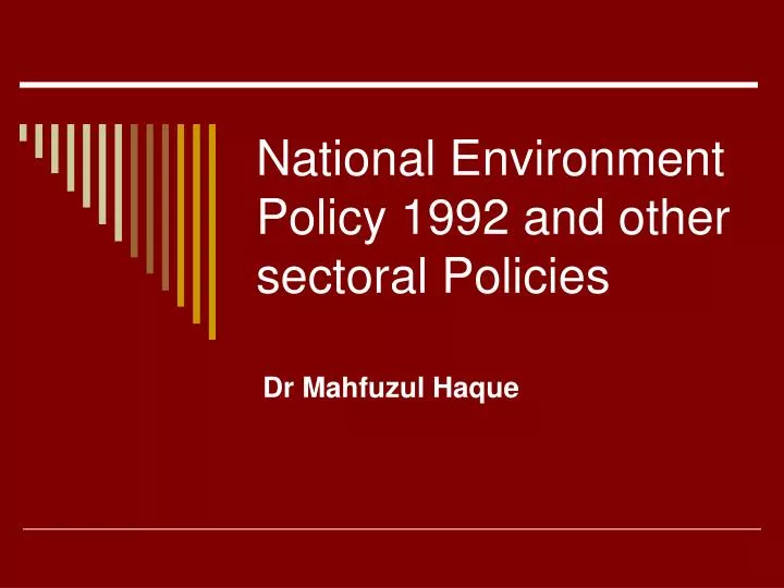 national environment policy 1992 and other sectoral policies