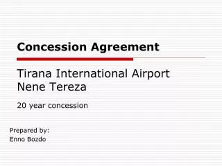 Concession Agreement Tirana International Airport Nene Tereza
