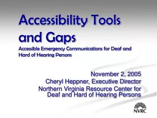 November 2, 2005 Cheryl Heppner, Executive Director