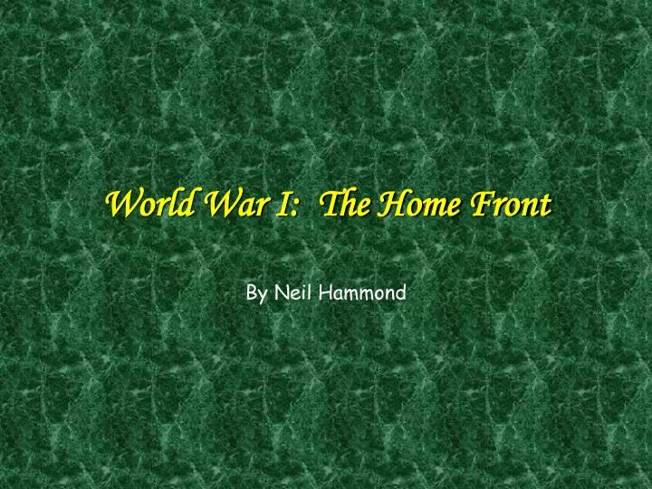 world war i the home front