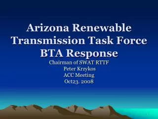Arizona Renewable Transmission Task Force BTA Response