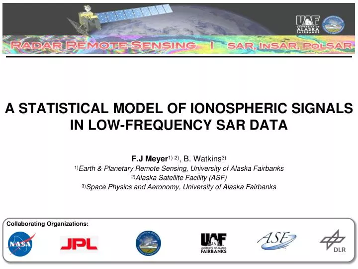 a statistical model of ionospheric signals in low frequency sar data