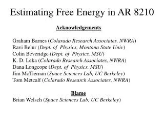 Estimating Free Energy in AR 8210