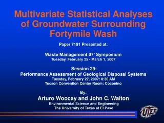 Multivariate Statistical Analyses of Groundwater Surrounding Fortymile Wash
