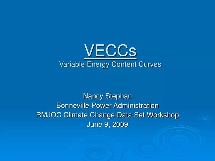 veccs variable energy content curves