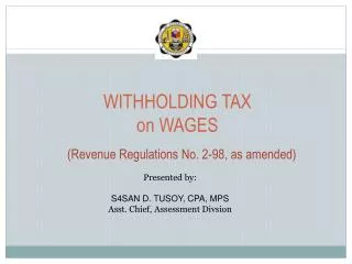 WITHHOLDING TAX on WAGES