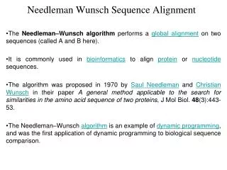 Needleman Wunsch Sequence Alignment