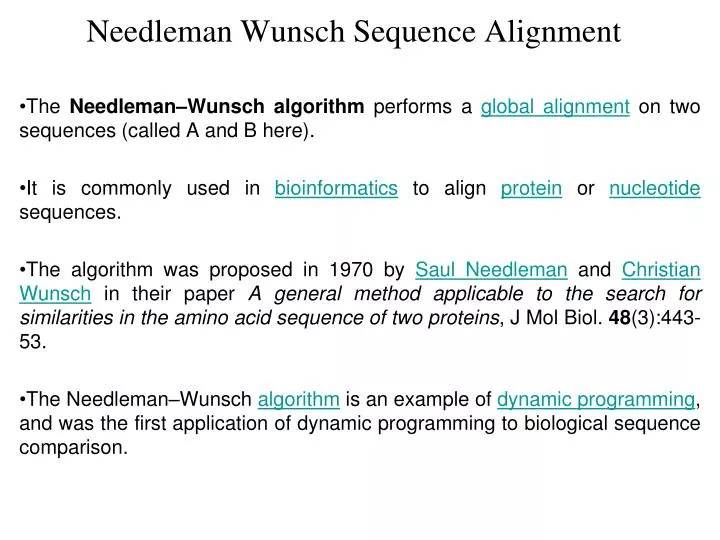 needleman wunsch sequence alignment
