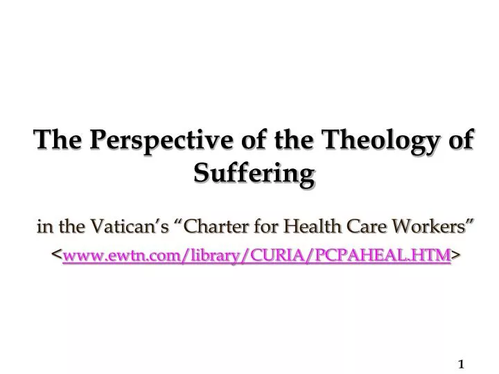 the perspective of the theology of suffering