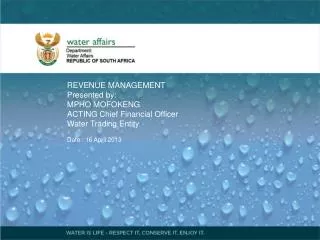 REVENUE MANAGEMENT Presented by: MPHO MOFOKENG ACTING Chief Financial Officer