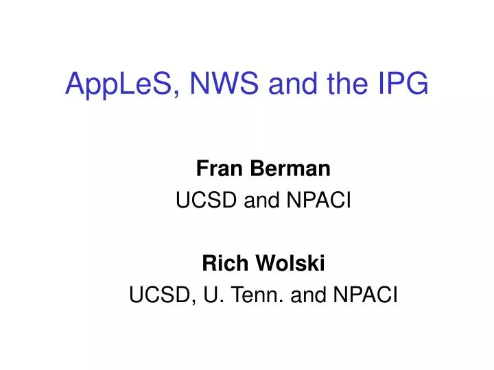 apples nws and the ipg