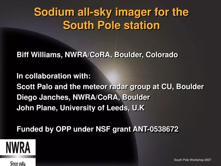 sodium all sky imager for the south pole station