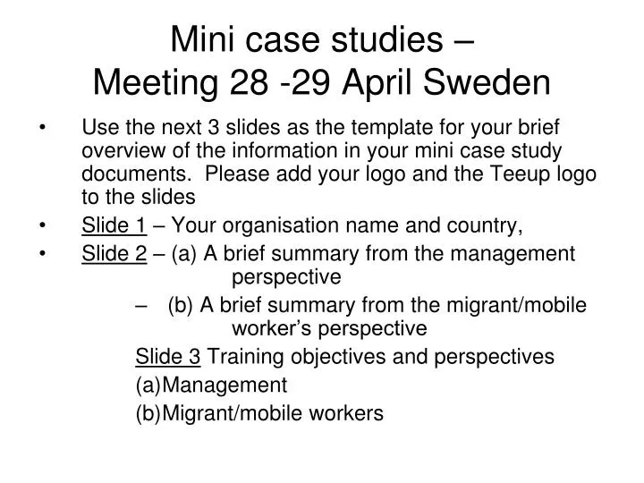 mini case studies meeting 28 29 april sweden