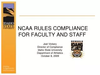 NCAA RULES COMPLIANCE FOR FACULTY AND STAFF