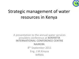 Strategic management of water resources in Kenya