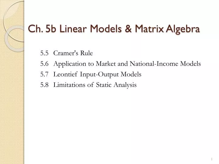 ch 5b linear models matrix algebra