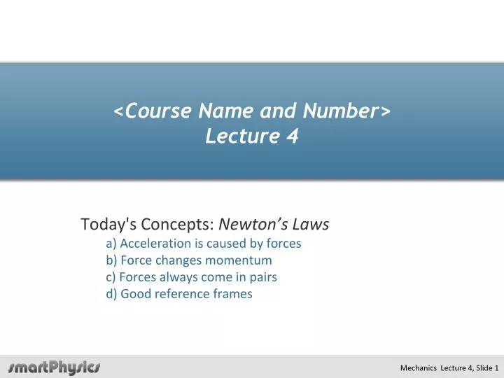course name and number lecture 4