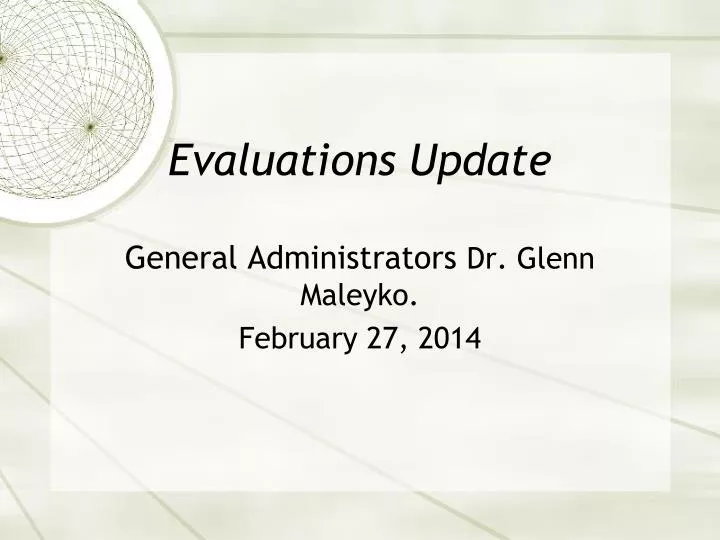 evaluations update