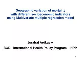 Geographic variation of mortality with different socioeconomic indicators