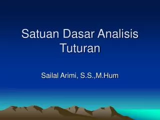 satuan dasar analisis tuturan