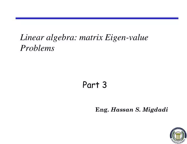 linear algebra matrix eigen value problems