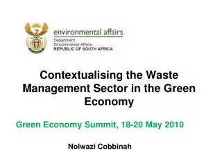 Contextualising the Waste Management Sector in the Green Economy