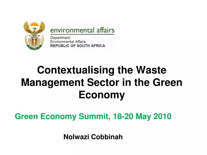 contextualising the waste management sector in the green economy
