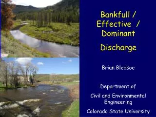 Bankfull / Effective / Dominant Discharge Brian Bledsoe Department of