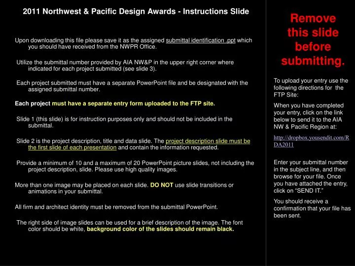 2011 northwest pacific design awards instructions slide