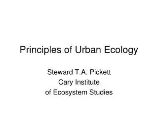 Principles of Urban Ecology