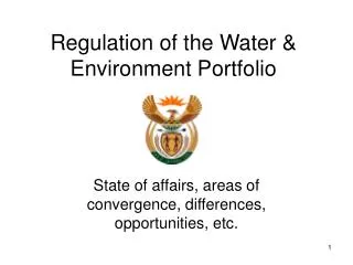 Regulation of the Water &amp; Environment Portfolio