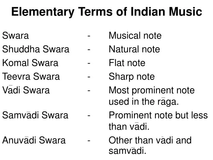 elementary terms of indian music