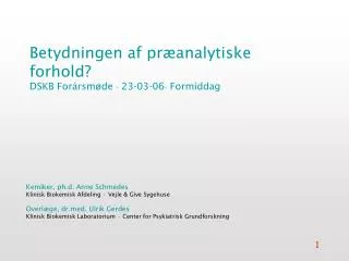 betydningen af pr analytiske forhold dskb for rsm de 23 03 06 formiddag