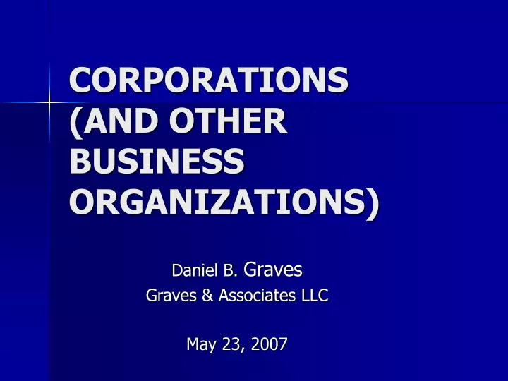 corporations and other business organizations