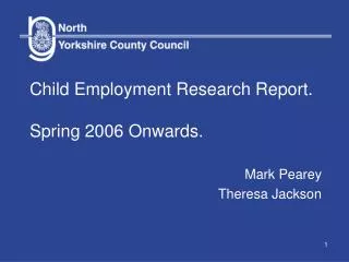 Child Employment Research Report. Spring 2006 Onwards.