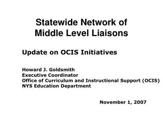 Statewide Network of Middle Level Liaisons