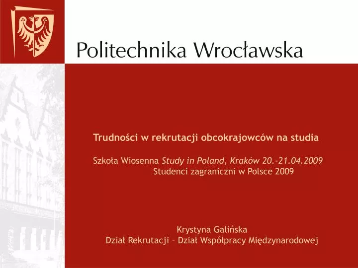 krystyna gali ska dzia rekrutacji dzia wsp pracy mi dzynarodowej