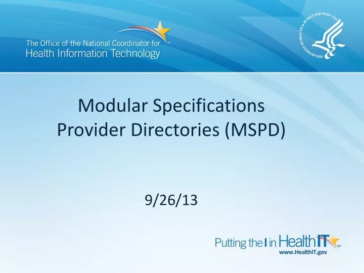 modular specifications provider directories mspd 9 26 13